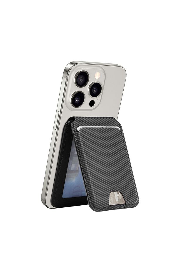 Standlı Magnetik Kartlık Wiwu MW-003 Mag Wallet Siyah Karbon Tasarım - 2