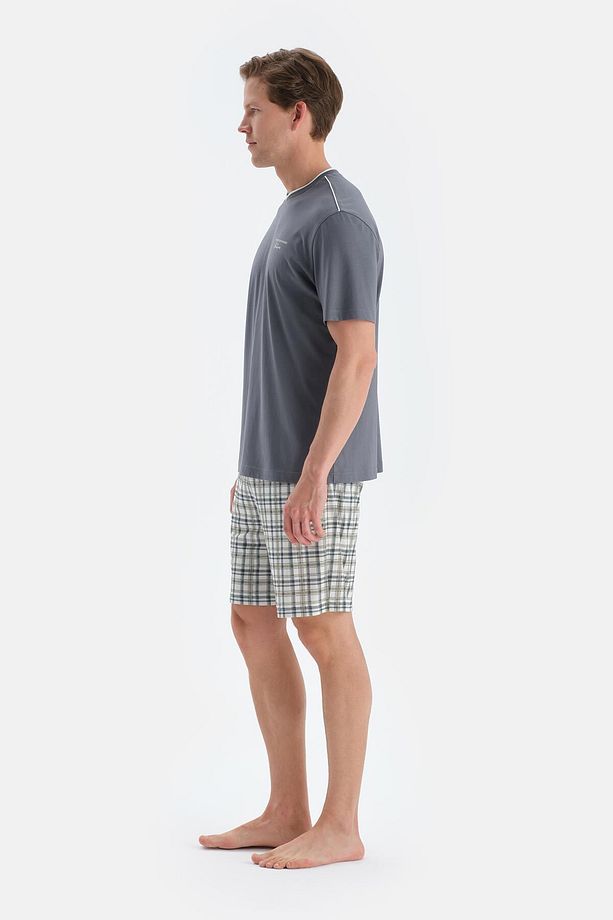 Indigo Bisiklet Yaka Kısa Kollu Tişört Şort Pijama Takımı - 3
