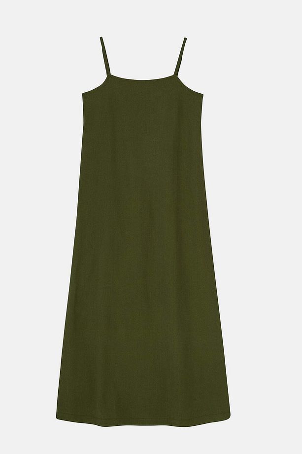 Basic TENCEL™ Uzun Elbise - Haki - 1