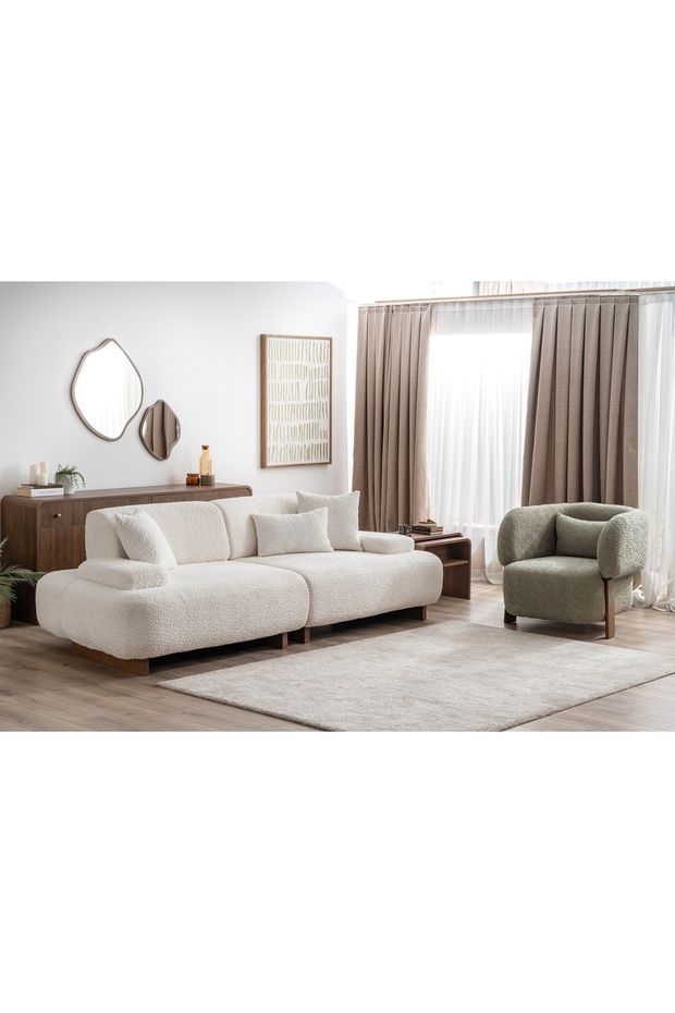 GİRONA ÜÇLÜ KOLTUK, EKRU - 4