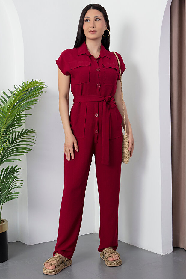 Cepli Kemerli Düğmeli Tulum 950-2980 - 1