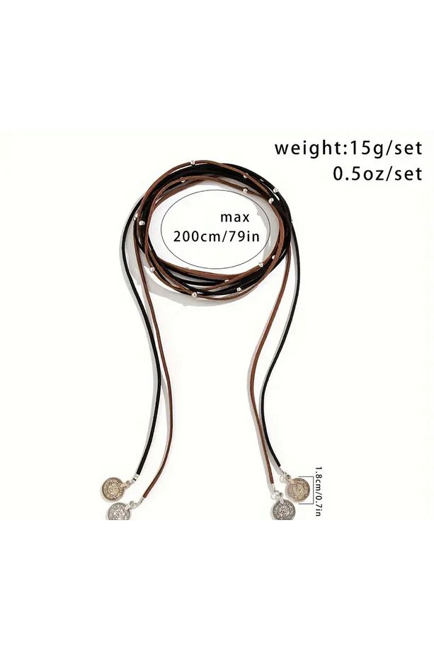 Luna Bohem Set-Bohem İkili Kolye Seti (Süet İp Detaylı) - 3