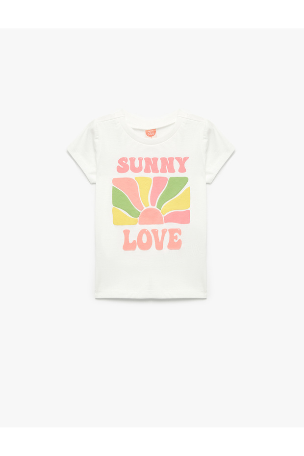 Short Sleeve Crew Neck Cotton Summer Themed Printed T-Shirt