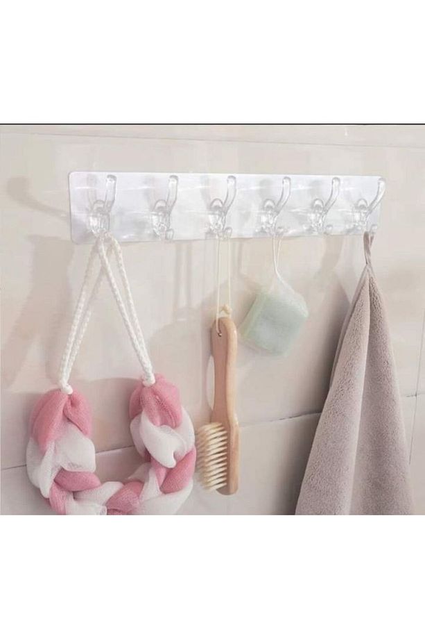 5'li Kendinden Yapışkanlı Güçlü Şeffaf Askılık - Mutfak, Duvar, Banyo, Kapı Arkası Askı - 2