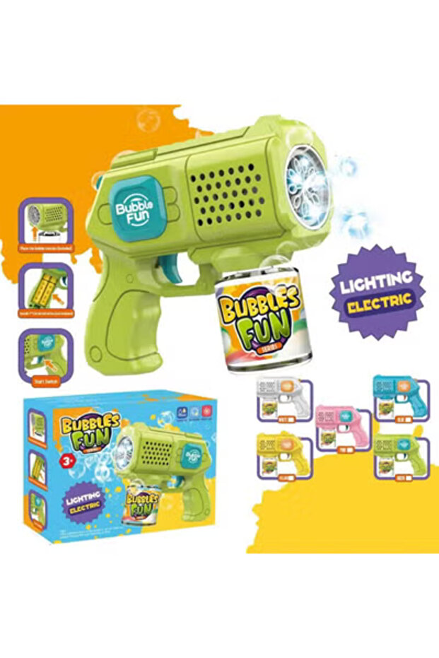 آلة صنع الفقاعات متعددة الألوان مع أضواء ومحلول الفقاعات - 1