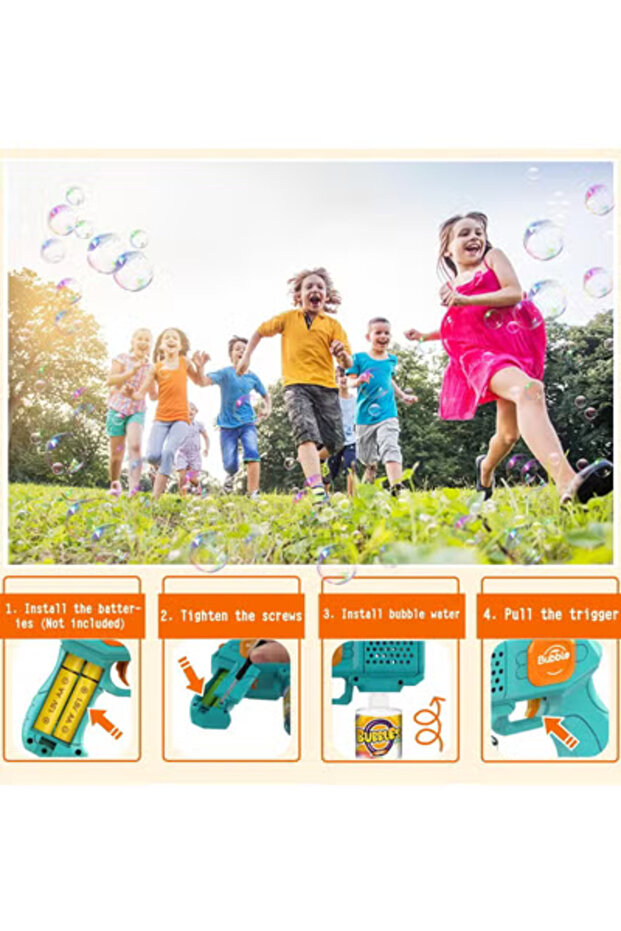 Multicolor Bubble Maker Machine with Lights and Bubble Solution - 7