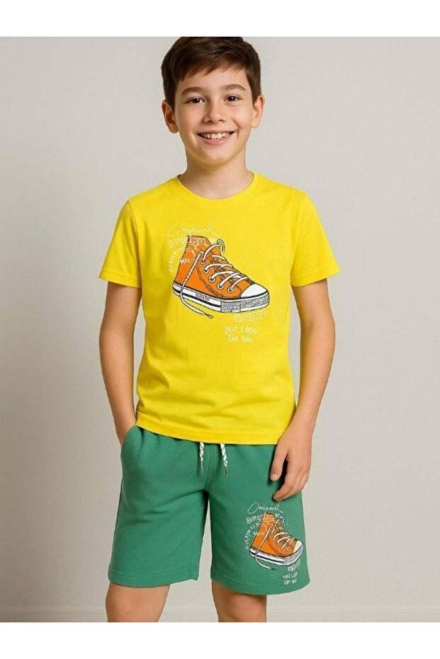 Boys' Cotton Shoes Printed Shorts Set