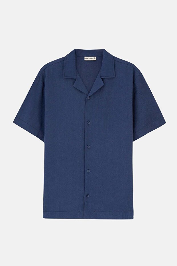 Basic TENCEL™ Kısakollu Gömlek - Lacivert - 1