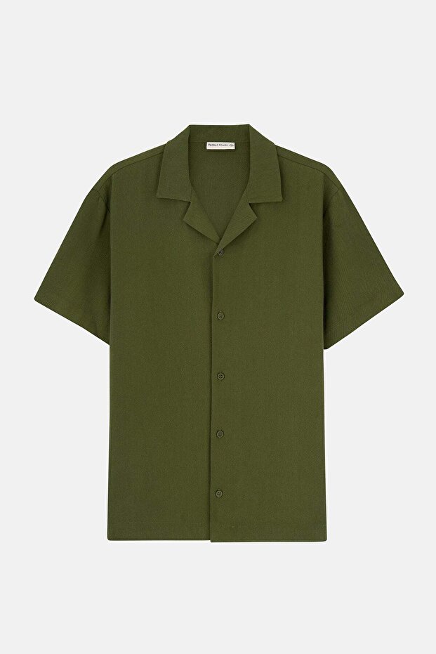 Basic TENCEL™ Kısakollu Gömlek - Haki - 1