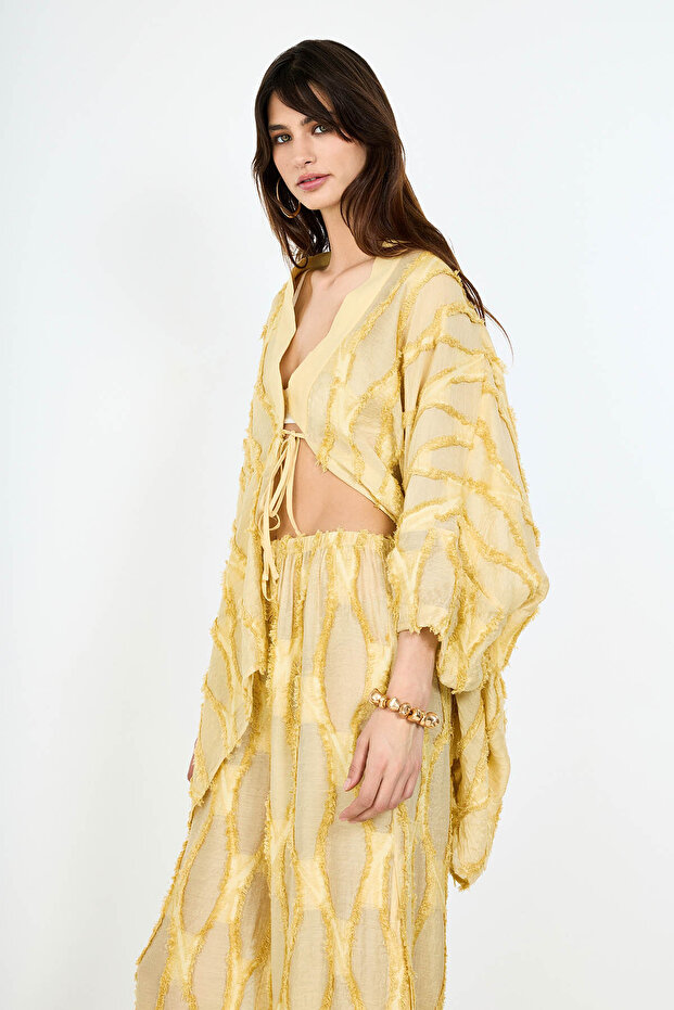 Sarı Jakarlı Kaftan - 3