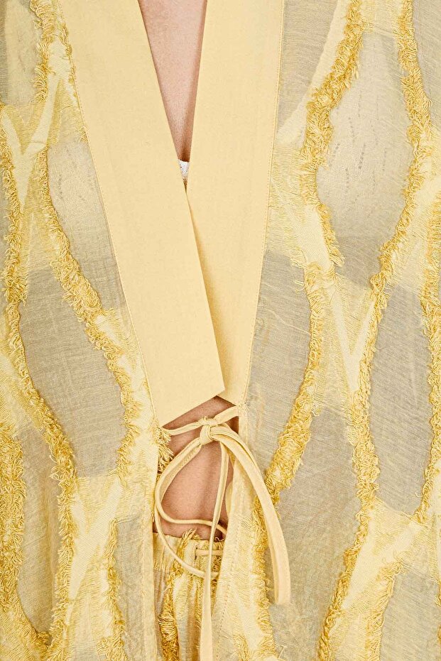 Sarı Jakarlı Kaftan - 6