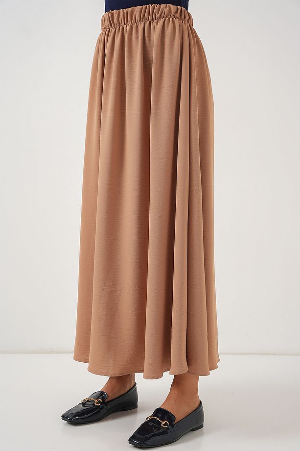 Kadın Uzun Ayrobin Etek 8050 - Camel - 2