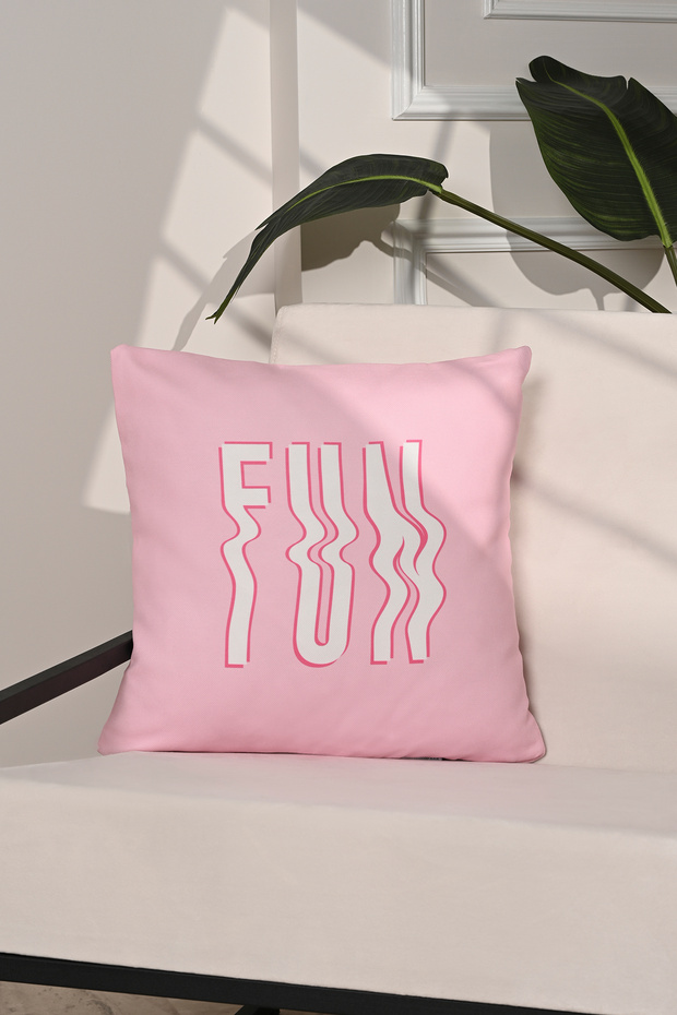 Wavy Fun Wave Text Effect Pink Throw Pillow Case – 43X43Cm