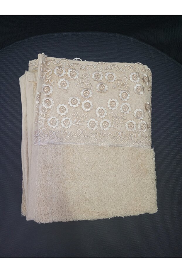 82X47Cm Laced Towel Light Brown 100% Bamboo Domestic 1 Piece