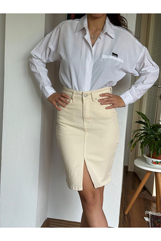 Likralı Esnek Düz Basic Etek - 4