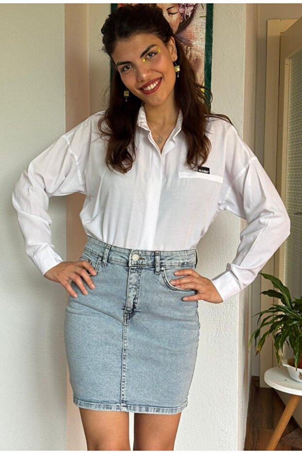 Likralı Esnek Düz Basic Etek - 1