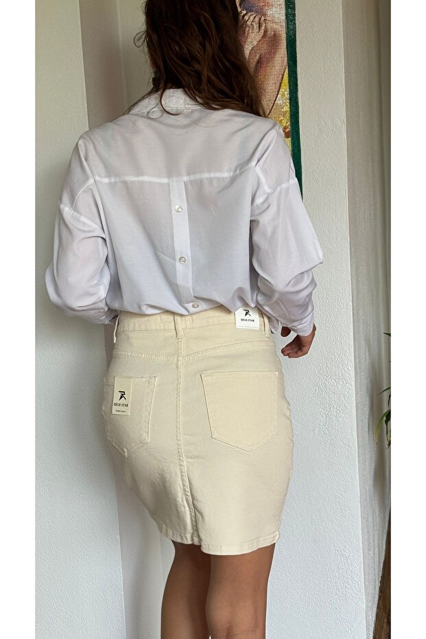 Likralı Esnek Düz Basic Etek - 1