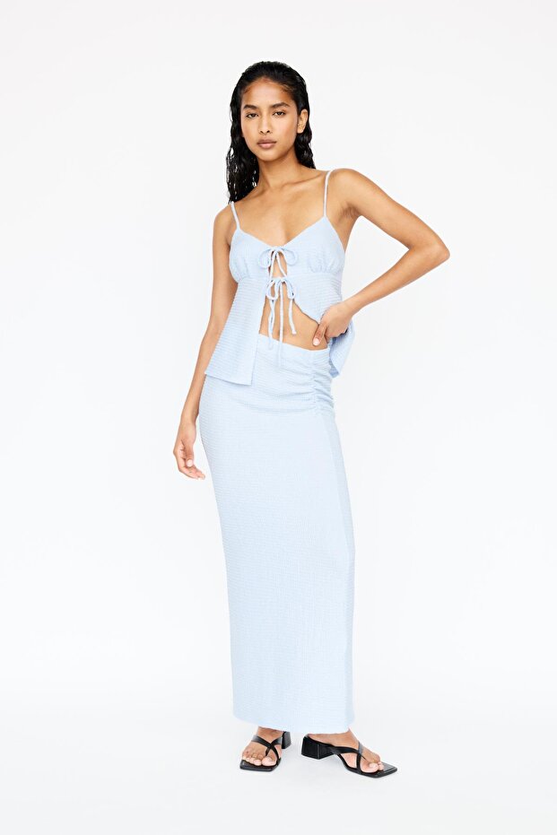 Beli büzgülü midi etek - 2