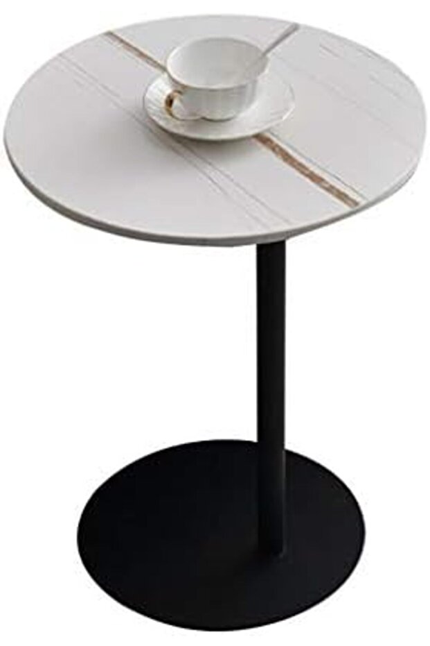 Side Tables, Round Side Tables, Coffee Table, Metal Small Sofa Table with Metal Base, Bedside Table, - 4