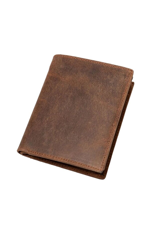 Men's Leather Wallet 9.5 Cm, Slim Design, 7 Card Slots, Zipper Compartment