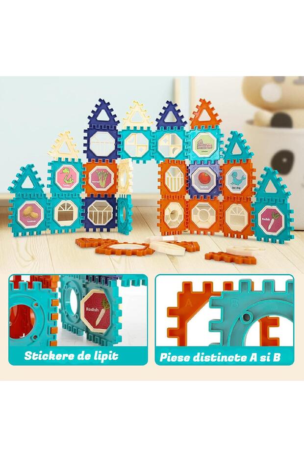 Set de Constructie, Piese STEAM 3D Educationale, 66 Piese, Multicolor - 6
