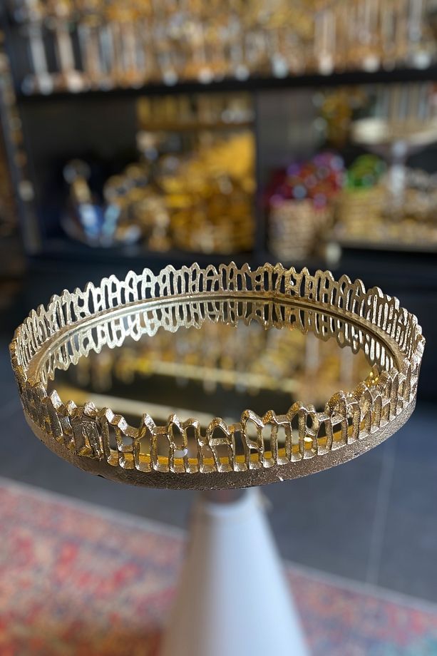 Peacock Gold Döküm Dekoratif Aynalı Tepsi 45 Cm - 3
