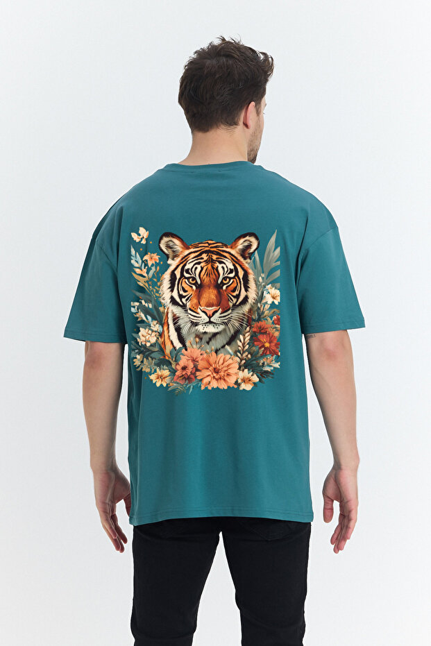 Men's Lion Back Printed Oversize T-Shirt