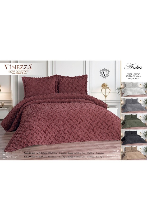 Pompom Bedspread Set Stone - 1