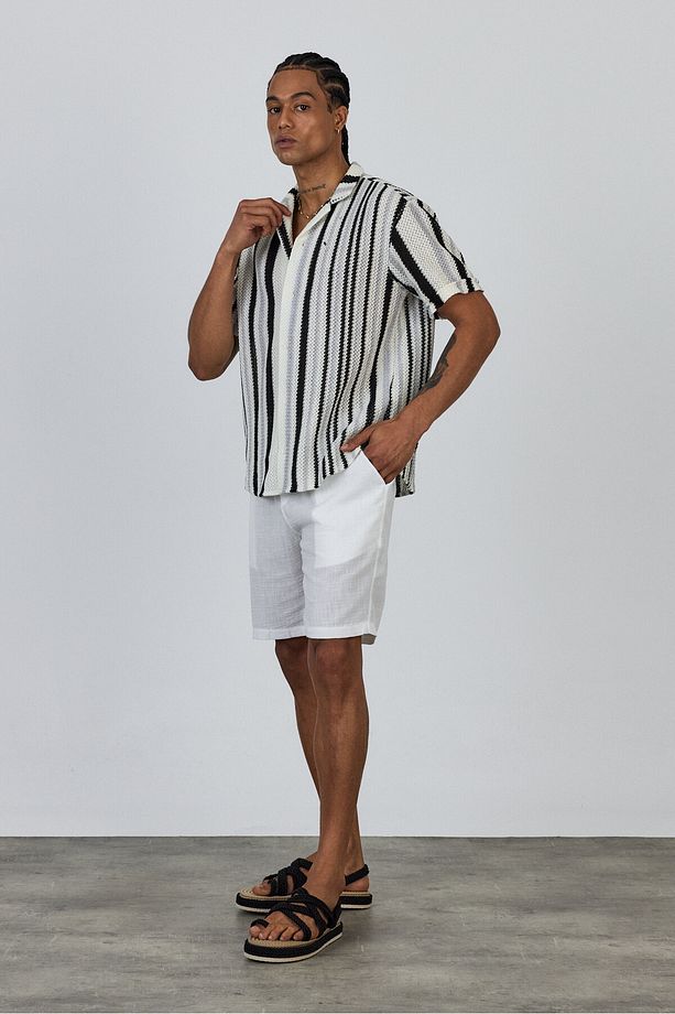 Örme Jakar Desenli Oversize Gömlek - 7