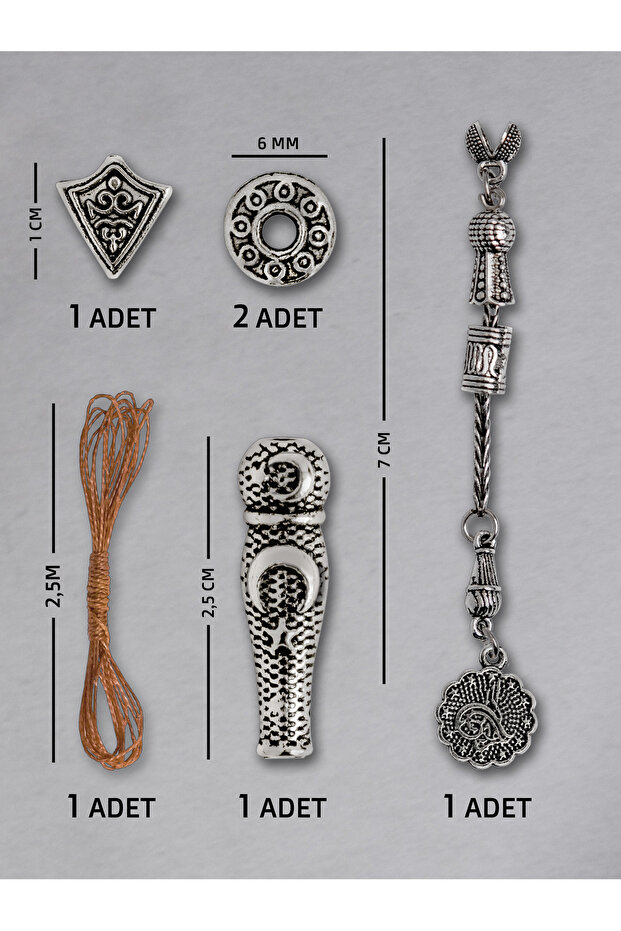 1 Single Tuğra Tassel Set – Natural Stone | Epoxy Suitable for Rosary and Jewelry Making