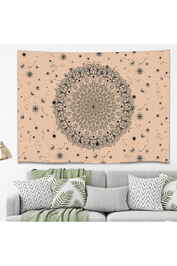 Mandala Uzay Ay Yıldız Duvar Örtüsü Duvar Halısı Duvar Sanatı Duvar Dekorasyonu Dekoratif Tapestry - 2