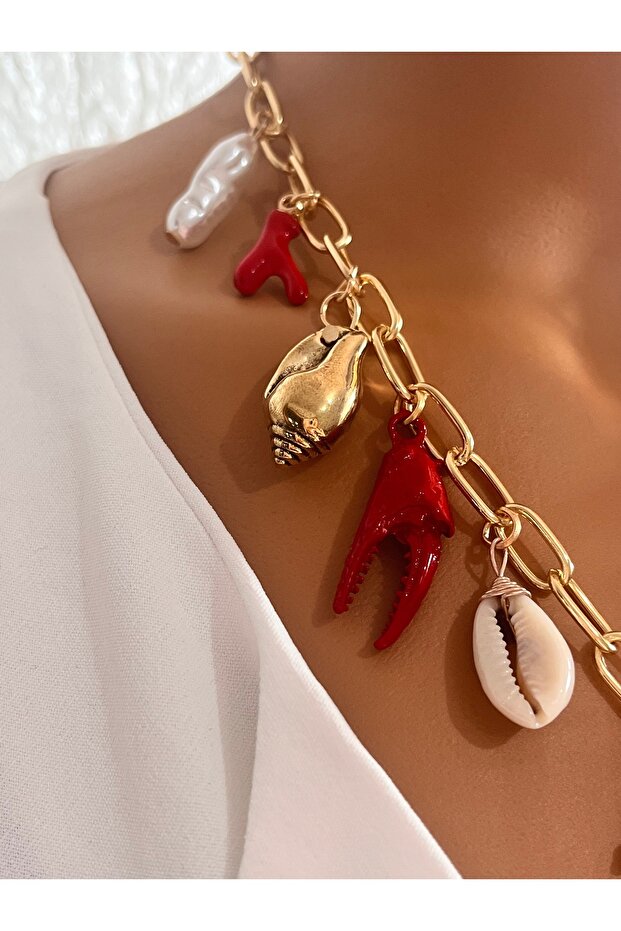 Deniz kabuklu charm marka model kolye - 4