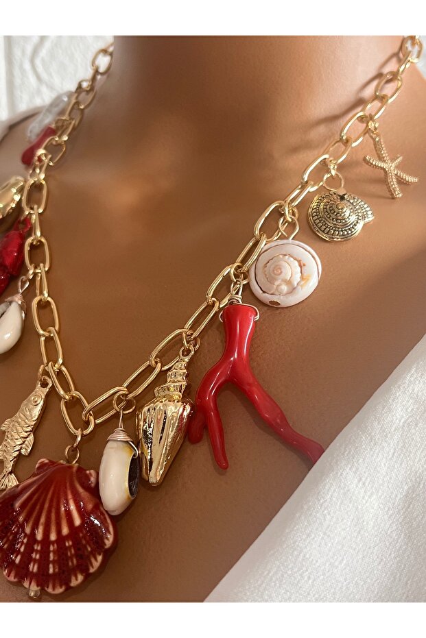 Deniz kabuklu charm marka model kolye - 3