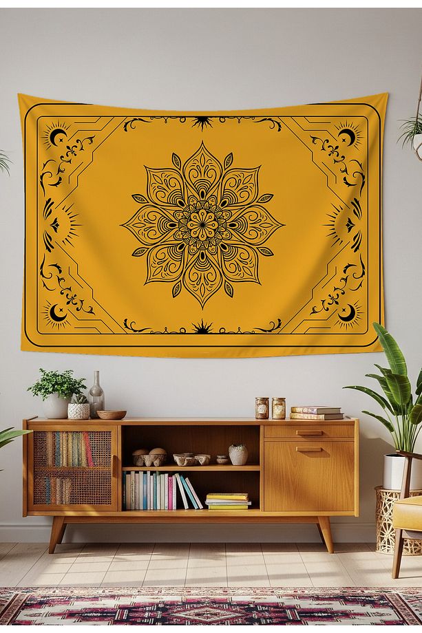 Mandala Uzay Ay Yıldız Duvar Örtüsü Duvar Halısı Duvar Sanatı Duvar Dekorasyonu Dekoratif Tapestry - 1