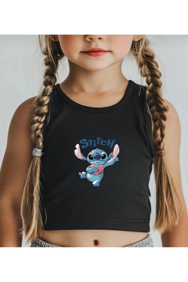 Girl's Crew Neck Character Printed Tank Top T-Shirt