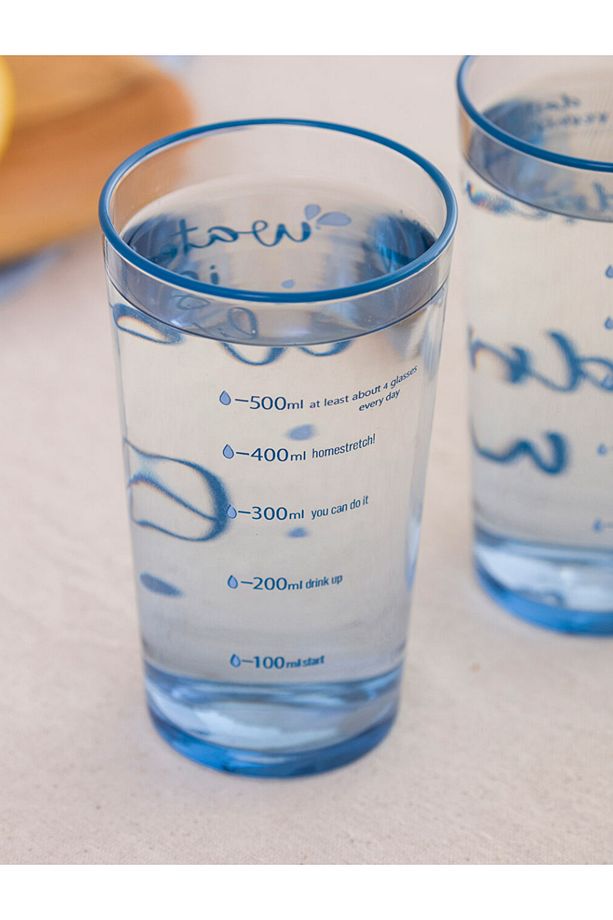 LCW HOME Mavi Yazı Baskılı Bardak Seti 2'li 570 ml - 3