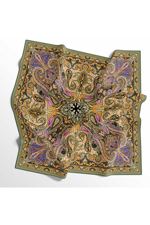 Soft Cotton Scarf - 05406 90 X 90 Blue-Green - 12
