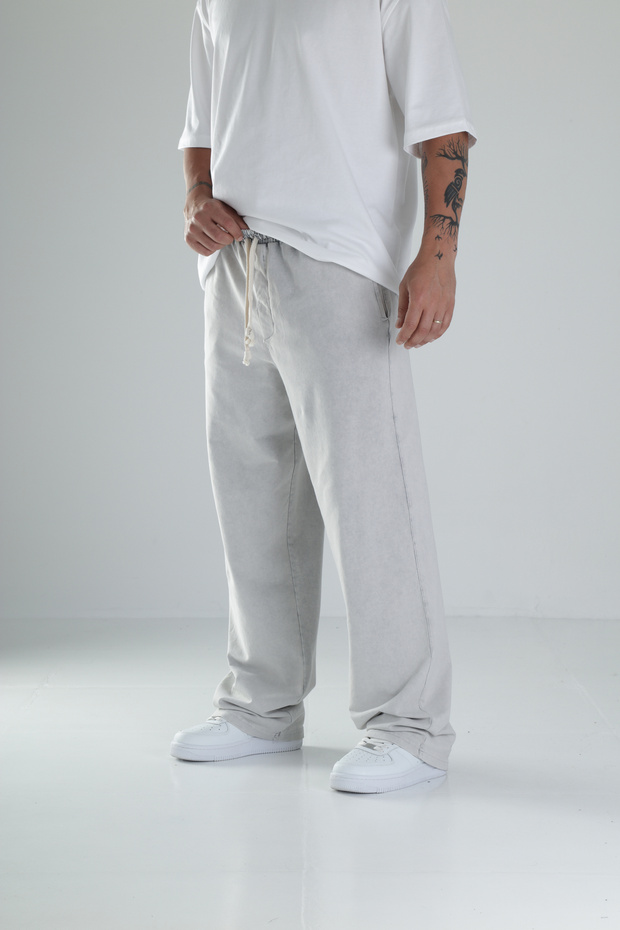 Boyalı Gri Oversize Eşofman - 1
