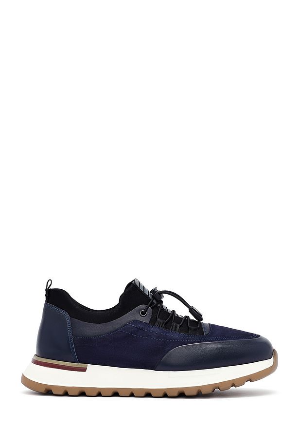 Erkek Lacivert Bağcıklı Deri Sneaker 25SFD641114 - 1