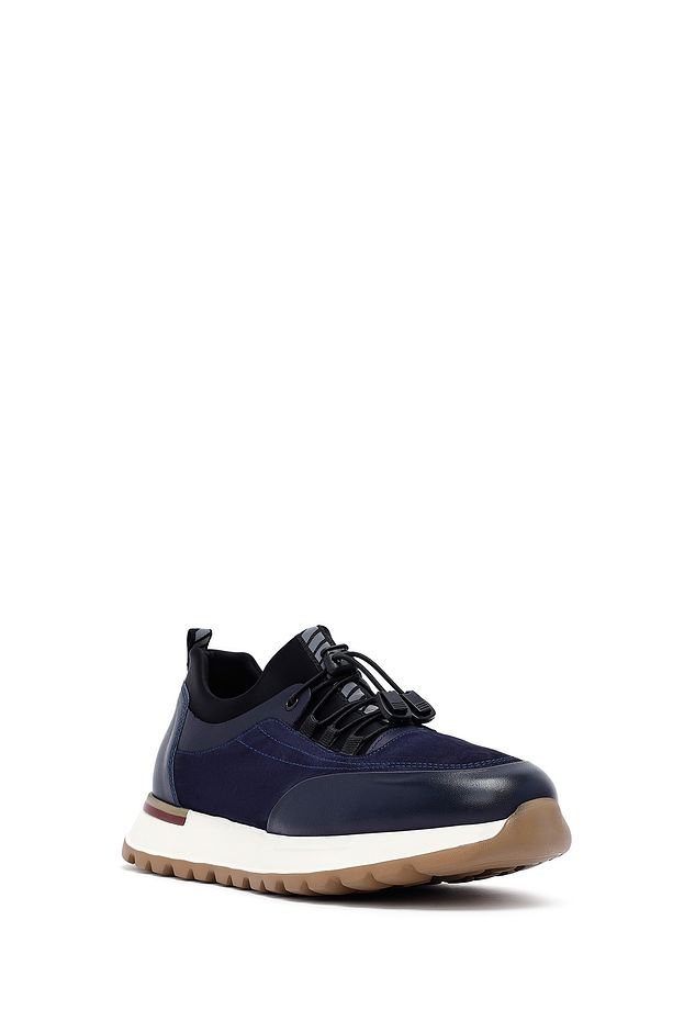Erkek Lacivert Bağcıklı Deri Sneaker 25SFD641114 - 6