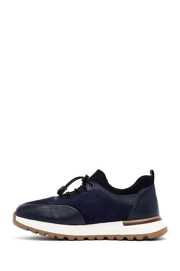 Erkek Lacivert Bağcıklı Deri Sneaker 25SFD641114 - 2