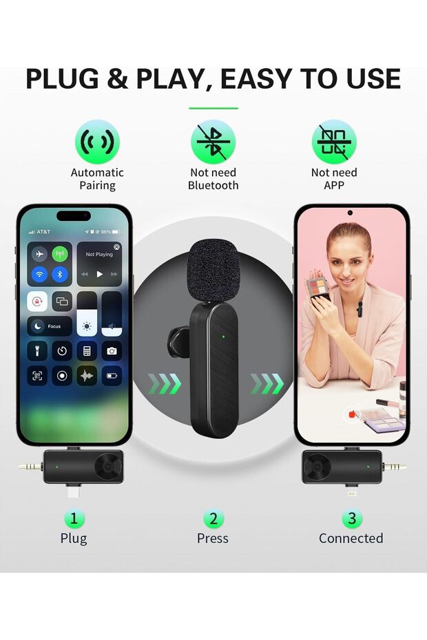 Gicorino Mini Microphone for iPhone Android Camera iPad USB-C, 4 in 1 Professional Wireless Lavalier - 7