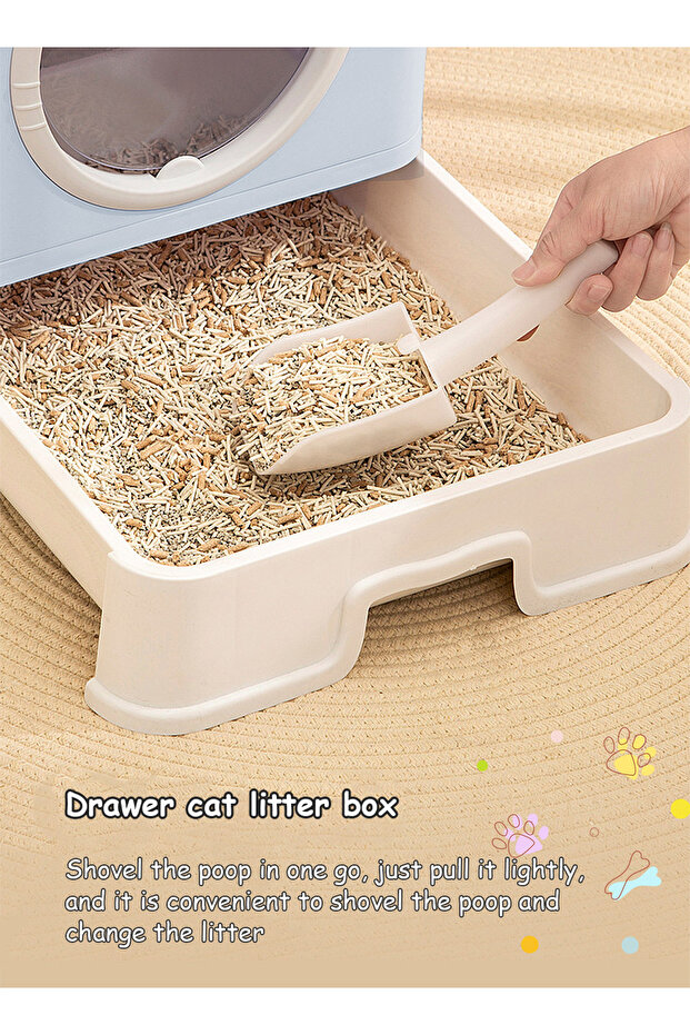 Large Foldable Cat Litter Box with Lid Easy to Clean Anti-Splashing Enclosed Cat Toilet Box - 6