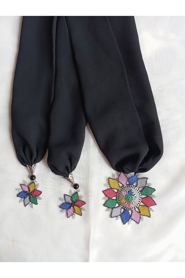 Needlework Carved Black Color Kerchief