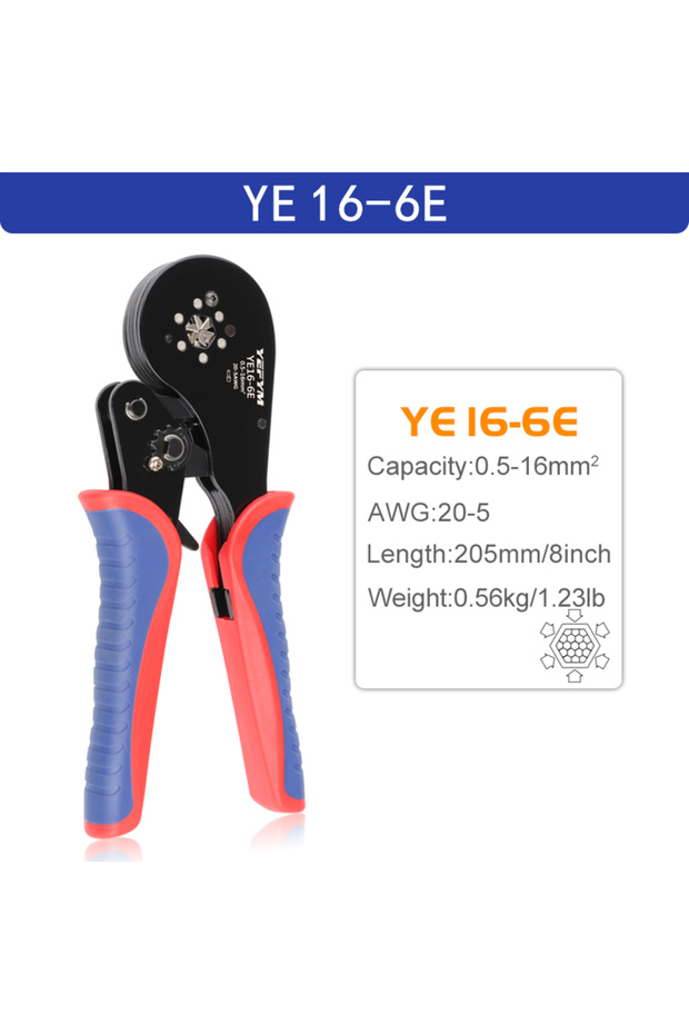 YE 16-6E Crimping Pliers Ferrule Sleeves Tubular Terminal Tools HSC8 6-4A/6-6A/16-6E Wire Crimper Ho