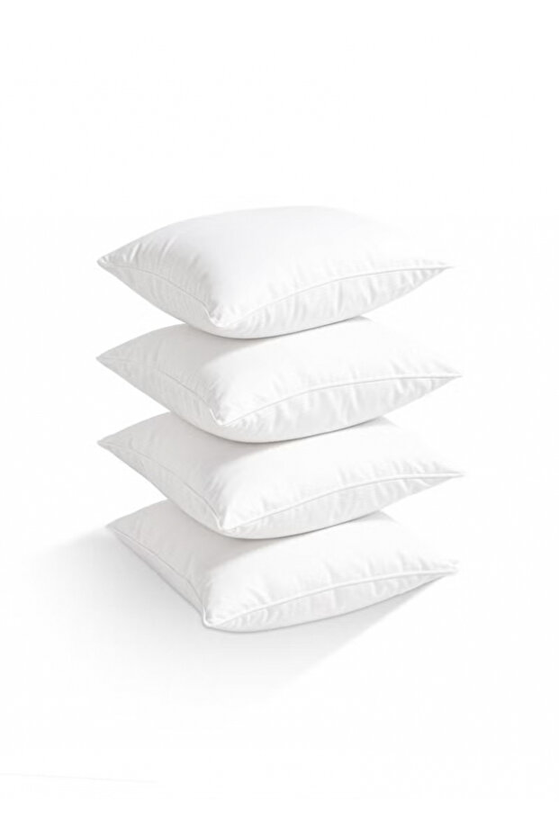 4 Piece White Mellow Cushion Set - 100% Cotton Cover, Microfiber 400 Infill, 40x40 cm