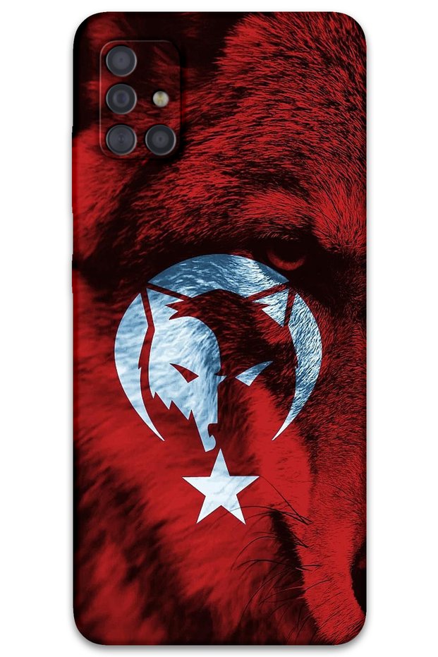حافظة هاتف متوافقة مع هاتف Galaxy A51 بنمط العلم التركي + واقي شاشة - 5856