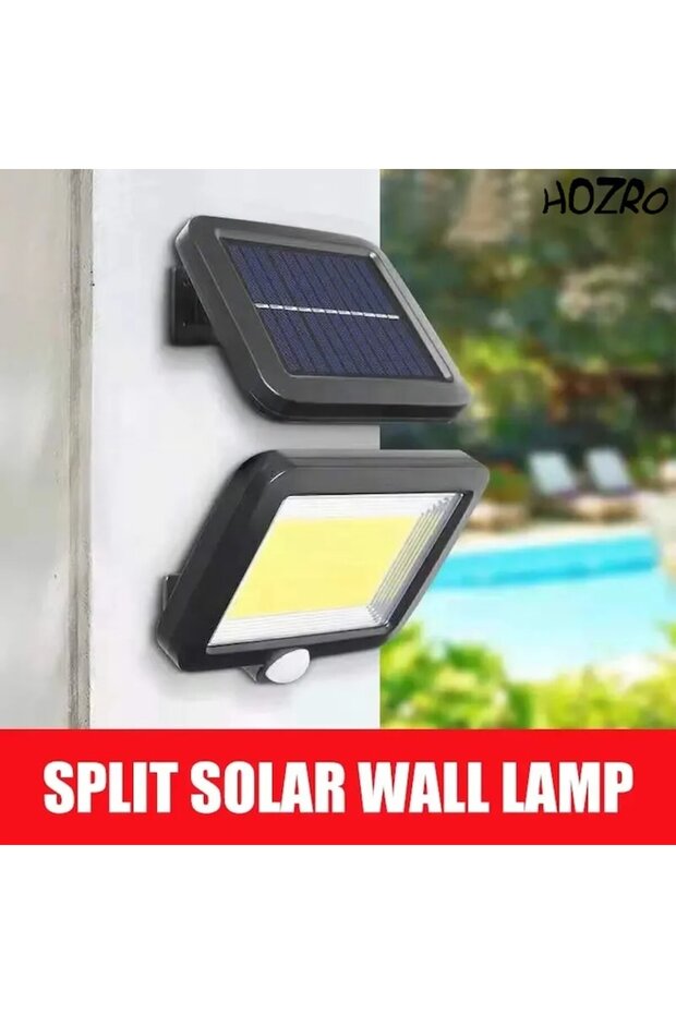 HOZRO SL-F100 solar wall lamp with motion sensor, 100 COB LEDs, solar panel, remote control - 3