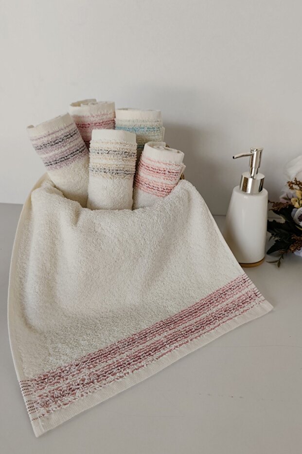 Set of 6 Kitchen Towels - 100% Cotton Colorful Striped Kitchen Towels