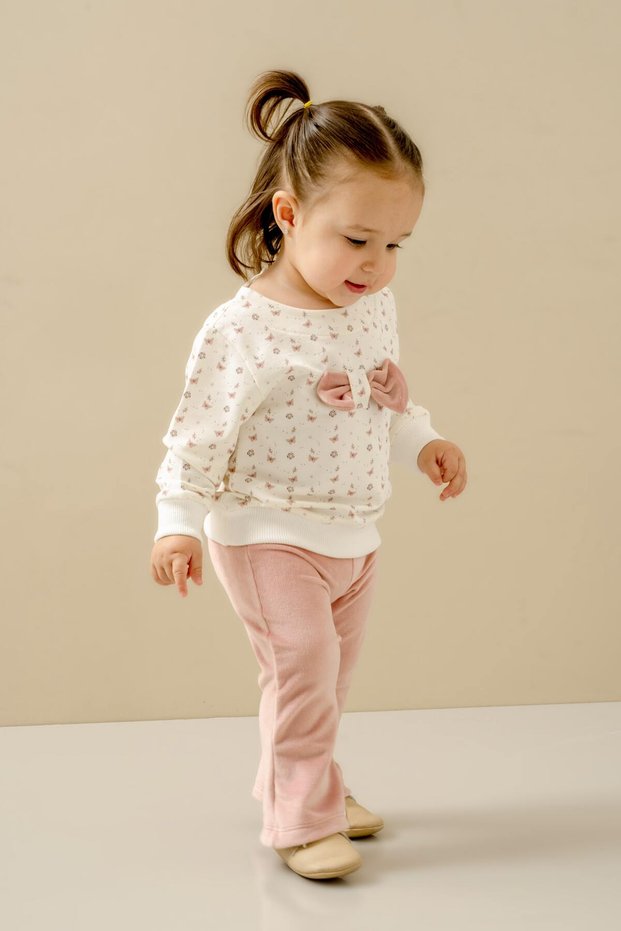 Baby Girl Velvet Sweet Sweatshirt Double Set